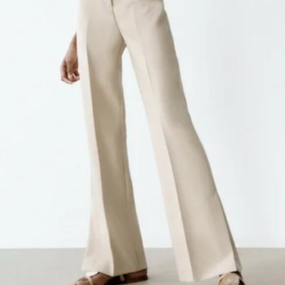 Zara High Waisted Straight Leg Side Slits Dress Pant NWT Size XXL Red Burgundy - Picture 15 of 15